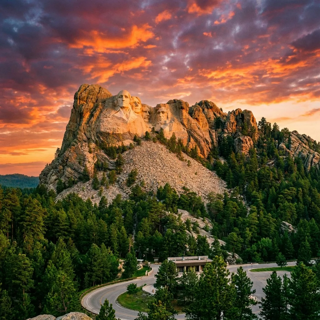 Mount Rushmore at sunset